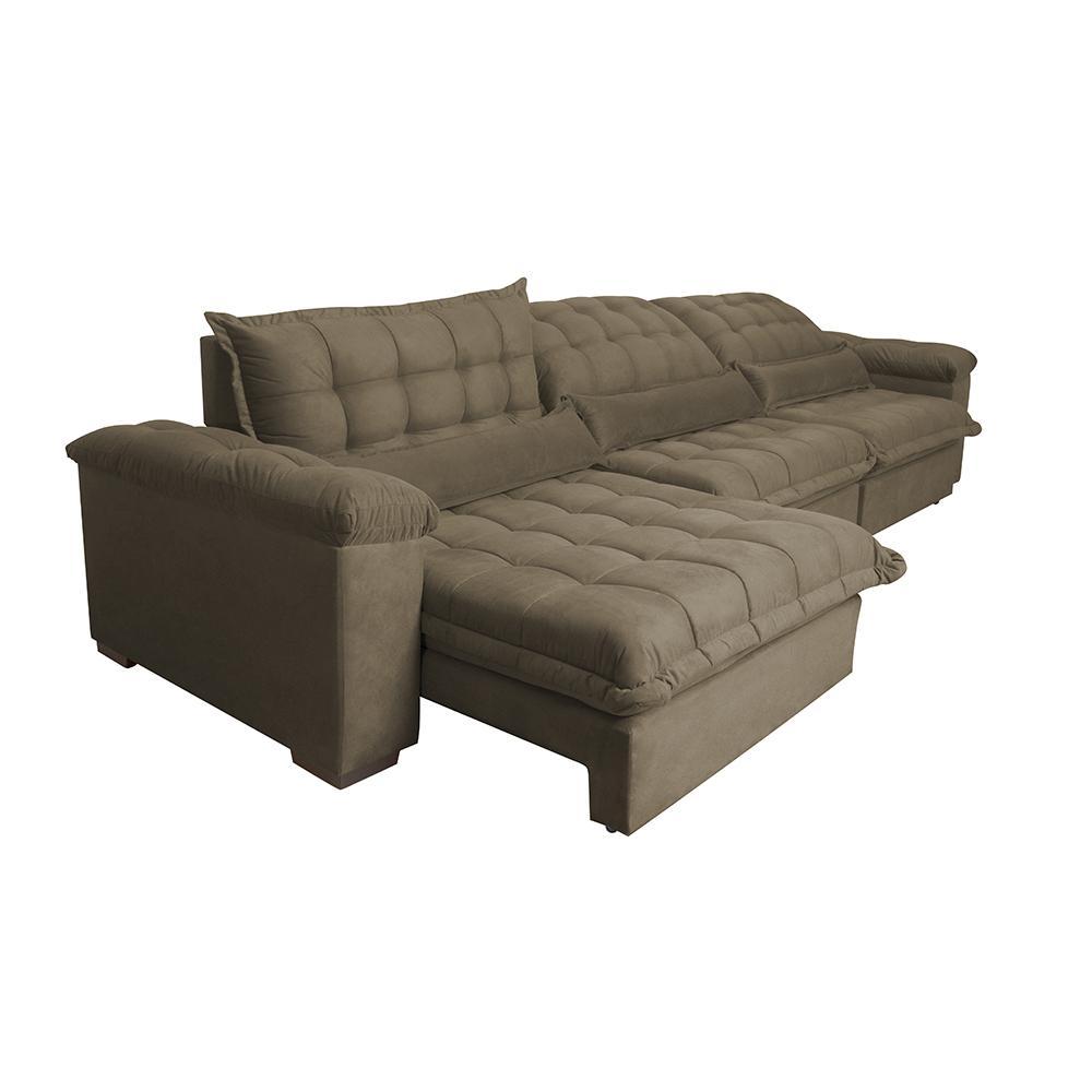 Sofá Retrátil e Reclinável 3,22m com Molas Ensacadas Cama inBox Aconchego Tecido Suede Castor - 8