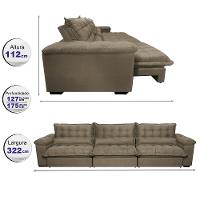 Sofá Retrátil e Reclinável 3,22m com Molas Ensacadas Cama inBox Aconchego Tecido Suede Castor - 2