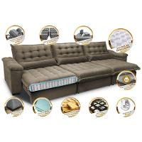 Sofá Retrátil e Reclinável 3,22m com Molas Ensacadas Cama inBox Aconchego Tecido Suede Castor - 3