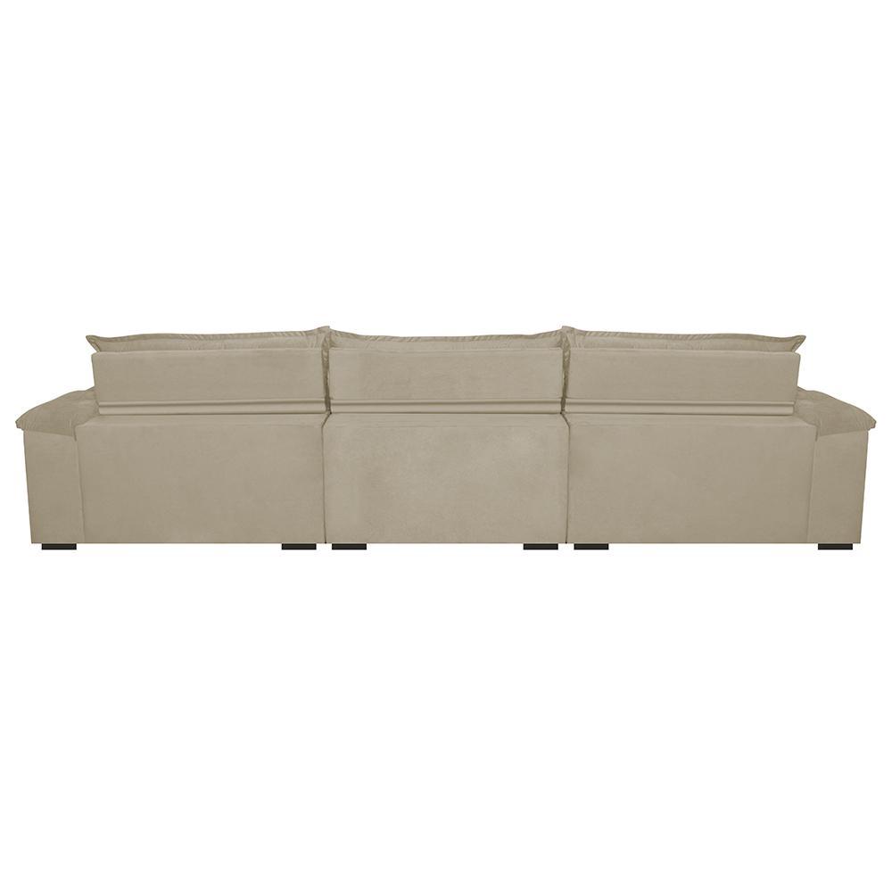 Sofá Retrátil e Reclinável 3,22m com Molas Ensacadas Cama inBox Aconchego Tecido Suede Bege - 6