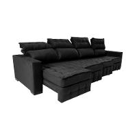 Sofá Retrátil e Reclinável 3,20m Molas Ensacadas e Costura Tripla Cama inBox Nobre Suede Preto - 7