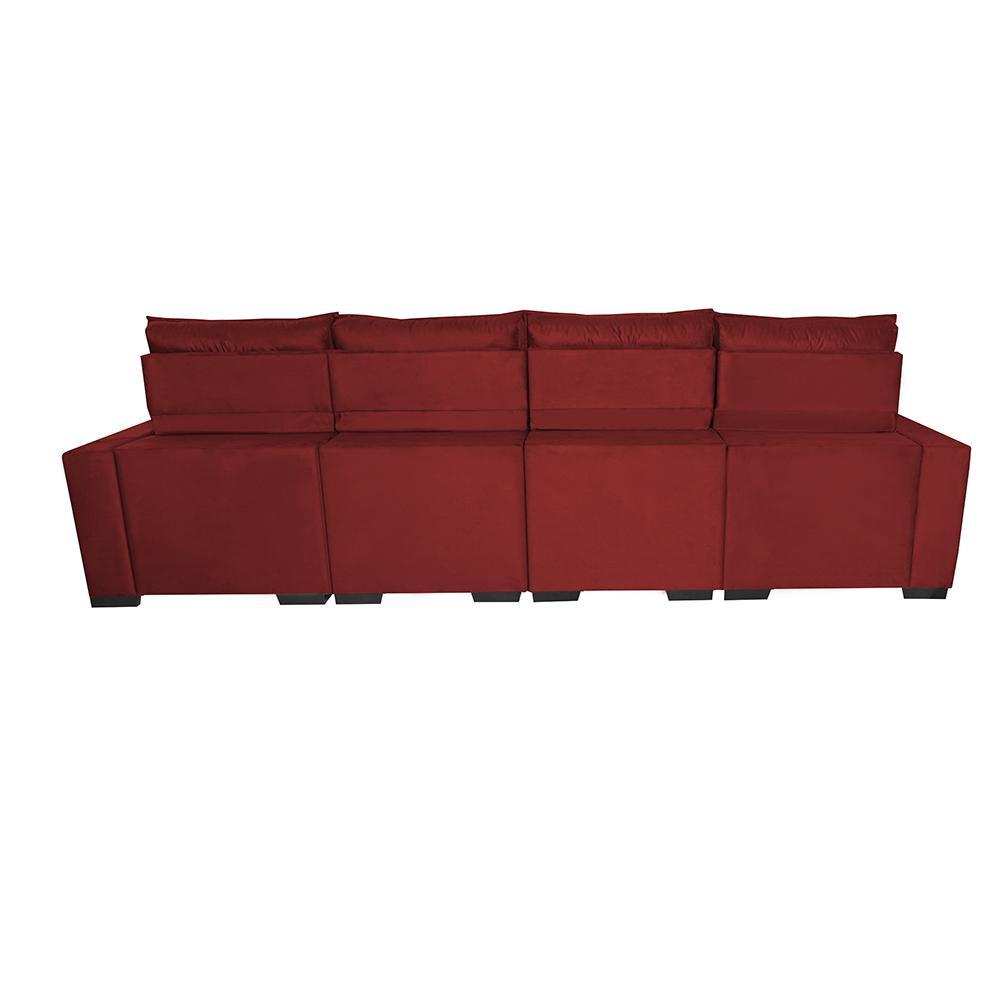 Sofá Retrátil e Reclinável 3,20m Molas Ensacadas e Costura Tripla Cama inBox Nobre Suede Vermelho - 6
