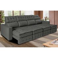 Sofá Retrátil e Reclinável 3,20m Molas Ensacadas e Costura Tripla Cama inBox Nobre Suede Cinza - 1