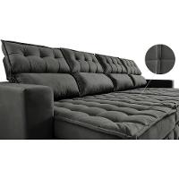 Sofá Retrátil e Reclinável 3,20m Molas Ensacadas e Costura Tripla Cama inBox Nobre Suede Cinza - 3