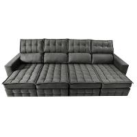 Sofá Retrátil e Reclinável 3,20m Molas Ensacadas e Costura Tripla Cama inBox Nobre Suede Cinza