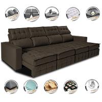 Sofá Retrátil e Reclinável 3,20m Molas Ensacadas e Costura Tripla Cama inBox Nobre Suede Café - 3