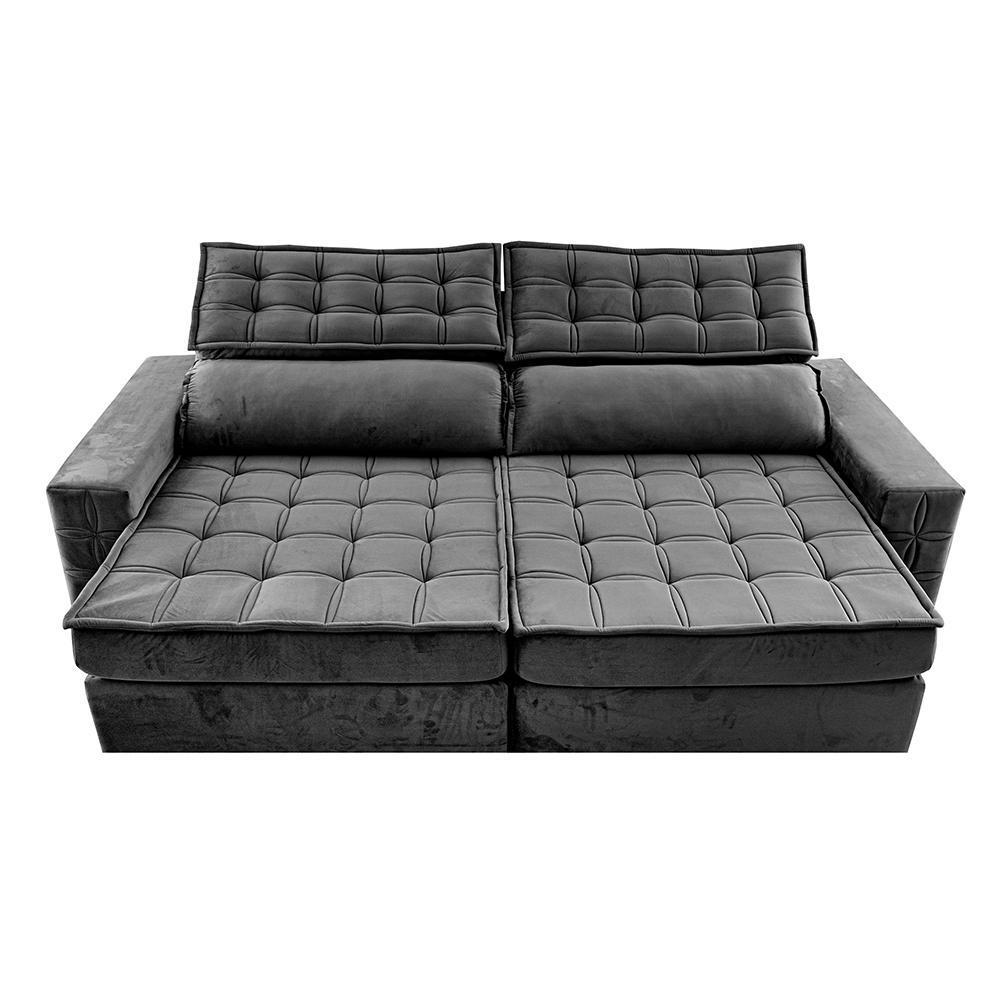 Sofá Retrátil e Reclinável 3,15m Cama inBox Big Star com SoftGel D40 Velupluma Cinza - 5