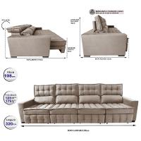 Sofá Retrátil e Reclinável 3,20m Molas Ensacadas e Costura Tripla Cama inBox Nobre Suede Bege - 2