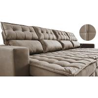 Sofá Retrátil e Reclinável 3,20m Molas Ensacadas e Costura Tripla Cama inBox Nobre Suede Bege