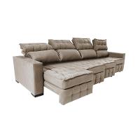 Sofá Retrátil e Reclinável 3,20m Molas Ensacadas e Costura Tripla Cama inBox Nobre Suede Bege - 7