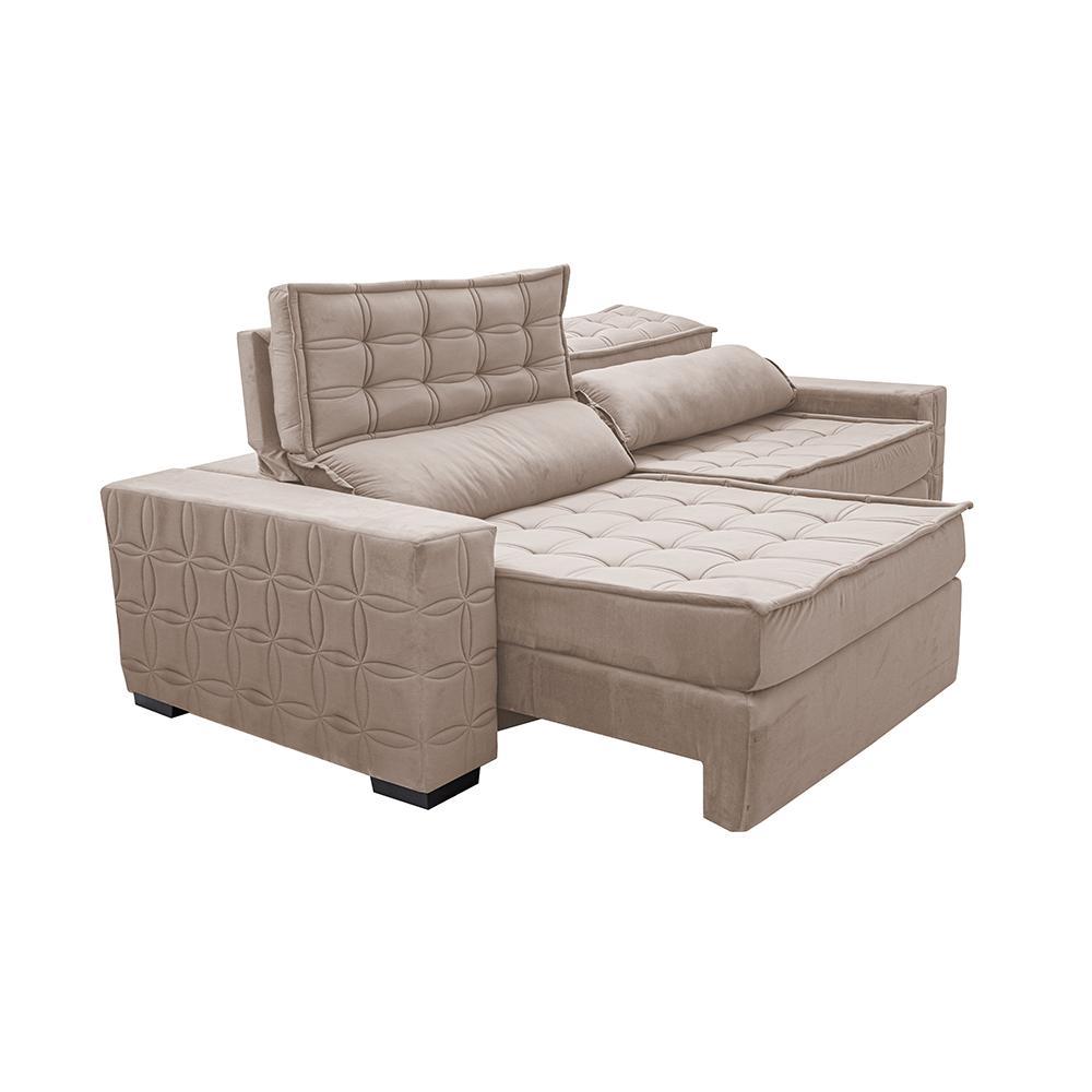 Sofá Retrátil e Reclinável 3,15m Cama inBox Big Star com SoftGel D40 Velupluma Bege - 8