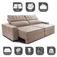 Sofá Retrátil e Reclinável 3,15m Cama inBox Big Star com SoftGel D40 Velupluma Bege - 3