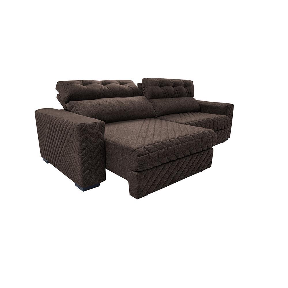 Sofá Retrátil e Reclinável 3,15m Molas Ensacadas Cama inBox Style Thermo Gel Linho Marrom - 8