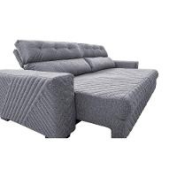 Sofá Retrátil e Reclinável 3,15m Molas Ensacadas Cama inBox Style Thermo Gel Linho Cinza Claro