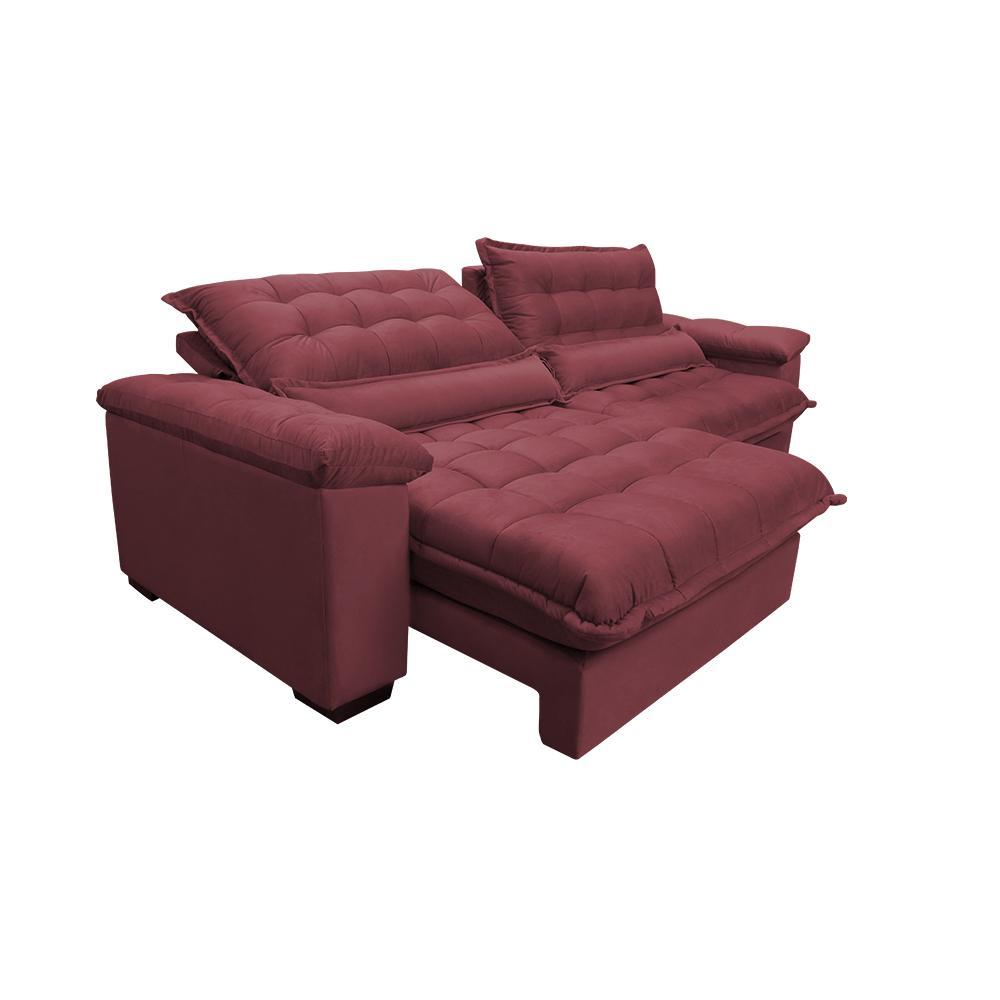 Sofá Retrátil e Reclinável 3,12m com Molas Ensacadas Cama inBox Aconchego Tecido Suede Vinho - 7