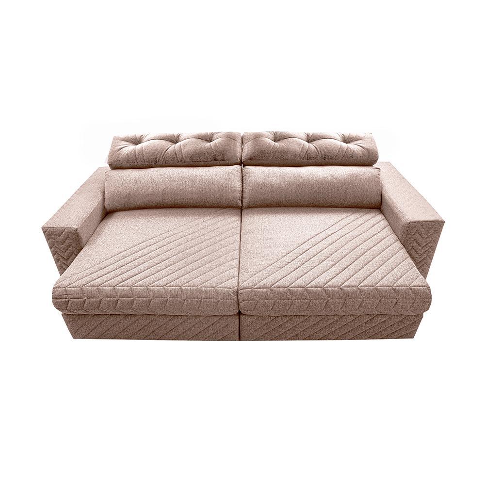 Sofá Retrátil e Reclinável 3,15m Molas Ensacadas Cama inBox Style Thermo Gel Linho Bege Escuro - 5