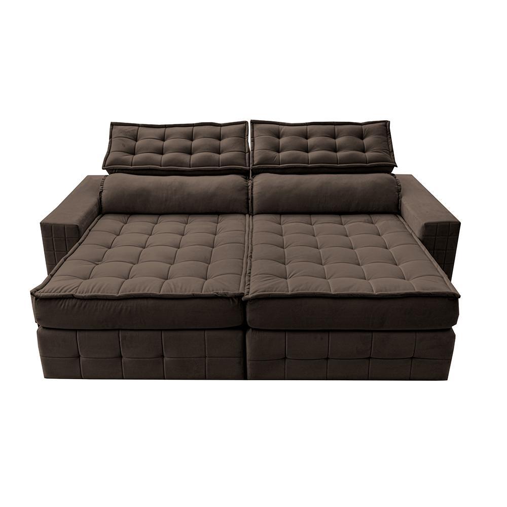 Sofá Retrátil e Reclinável 3,15m Cama inBox Big Puffer com SoftGel D40 Velupluma Café - 5