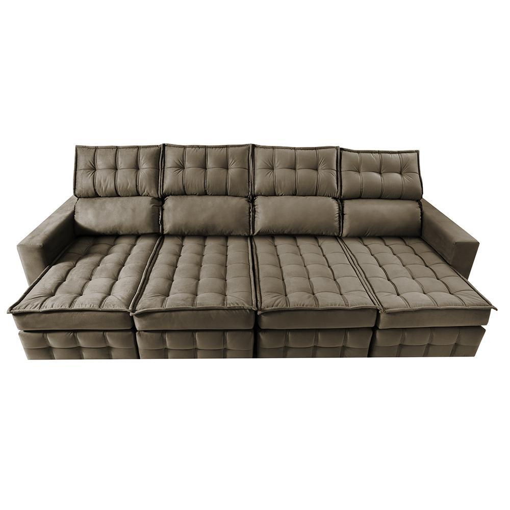 Sofá Retrátil e Reclinável 3,20m Molas Ensacadas e Costura Tripla Cama inBox Nobre Suede Castor - 5