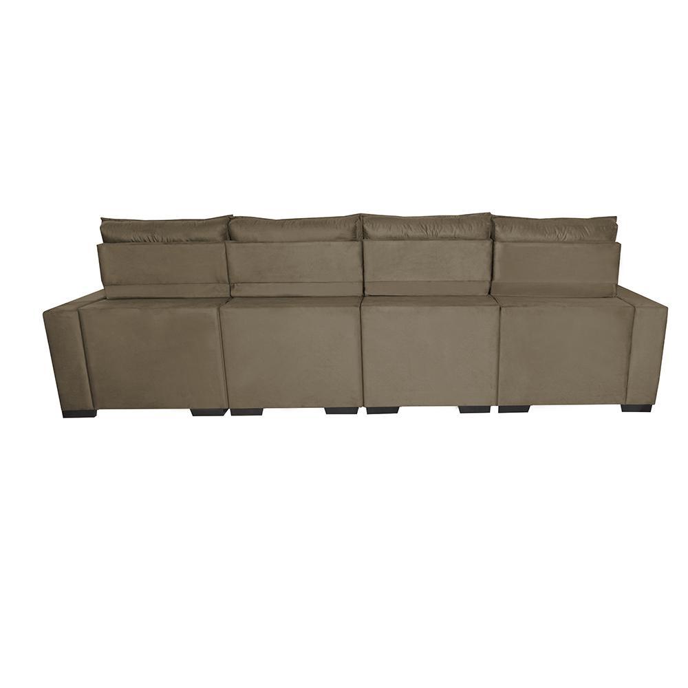 Sofá Retrátil e Reclinável 3,20m Molas Ensacadas e Costura Tripla Cama inBox Nobre Suede Castor - 6
