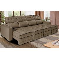 Sofá Retrátil e Reclinável 3,20m Molas Ensacadas e Costura Tripla Cama inBox Nobre Suede Castor - 1