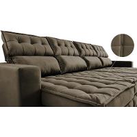 Sofá Retrátil e Reclinável 3,20m Molas Ensacadas e Costura Tripla Cama inBox Nobre Suede Castor