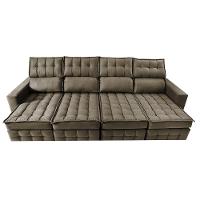 Sofá Retrátil e Reclinável 3,20m Molas Ensacadas e Costura Tripla Cama inBox Nobre Suede Castor - 5