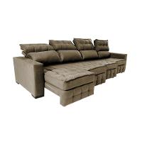 Sofá Retrátil e Reclinável 3,20m Molas Ensacadas e Costura Tripla Cama inBox Nobre Suede Castor - 7