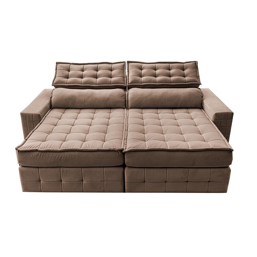 Sofá Retrátil e Reclinável 3,15m Cama inBox Big Puffer com SoftGel D40 Velupluma Castor - 5
