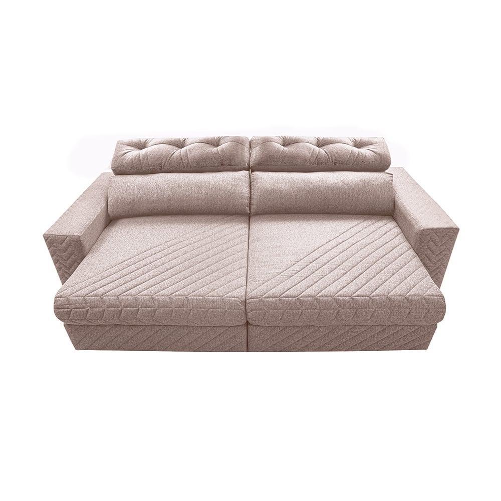 Sofá Retrátil e Reclinável 3,15m Molas Ensacadas Cama inBox Style Thermo Gel Linho Bege Claro - 5
