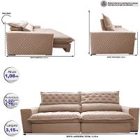 Sofá Retrátil e Reclinável 3,15m Molas Ensacadas Cama inBox Spazus com Bordado 3D Velusoft Bege - 3