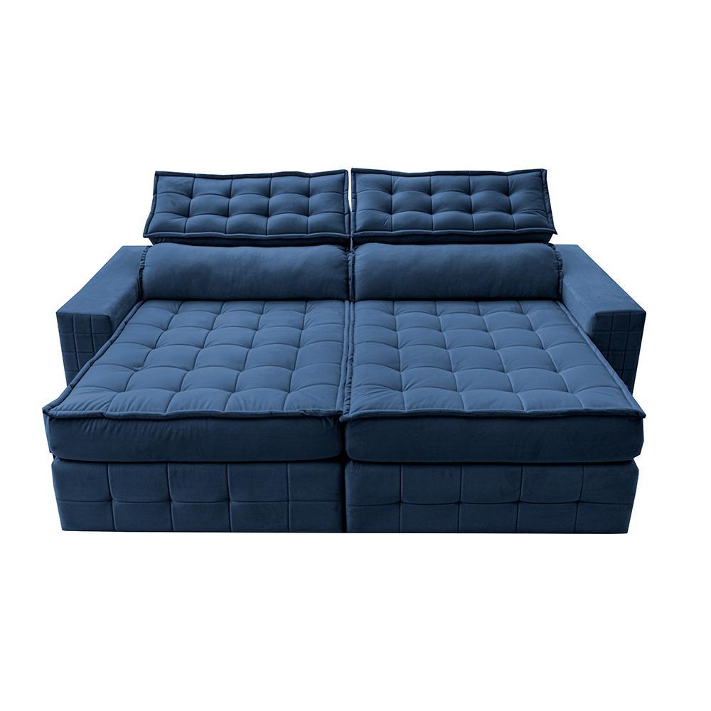 Sofá Retrátil e Reclinável 3,15m Cama inBox Big Puffer com SoftGel D40 Velupluma Azul - 5