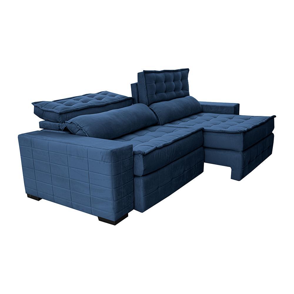 Sofá Retrátil e Reclinável 3,15m Cama inBox Big Puffer com SoftGel D40 Velupluma Azul - 8