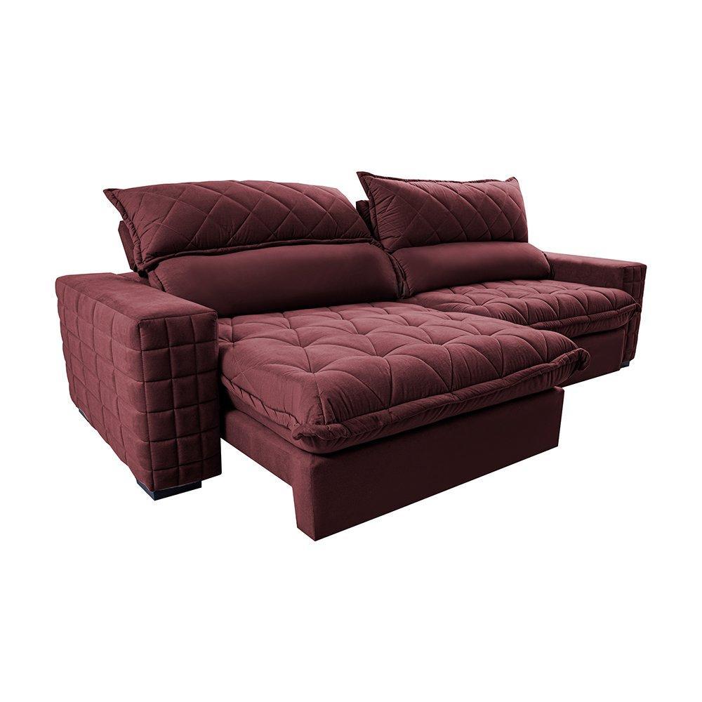 Sofá Retrátil e Reclinável 3,15m Molas Ensacadas Cama inBox Elegance com ThermoGel Velusoft Vinho - 7