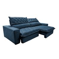 Sofá Retrátil e Reclinável 3,15m Molas Ensacadas Cama inBox Spazus com Bordado 3D Velusoft Azul - 7