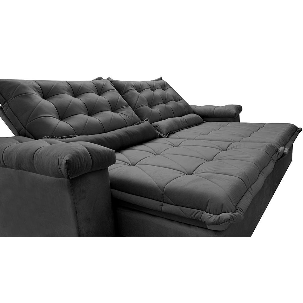 Sofá Retrátil e Reclinável 3,15m Cama inBox Big Fresh com SoftGel D40 Velupluma Cinza - 4