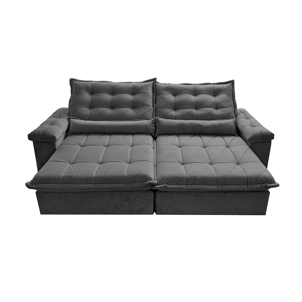 Sofá Retrátil e Reclinável 3,15m Cama inBox Big Fresh com SoftGel D40 Velupluma Cinza - 5