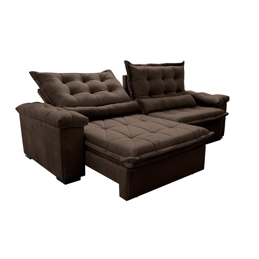 Sofá Retrátil e Reclinável 3,15m Cama inBox Big Fresh com SoftGel D40 Velupluma Café - 7