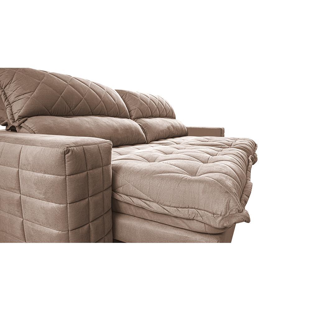 Sofá Retrátil e Reclinável 3,15m Molas Ensacadas Cama inBox Elegance com ThermoGel Velusoft Bege - 4