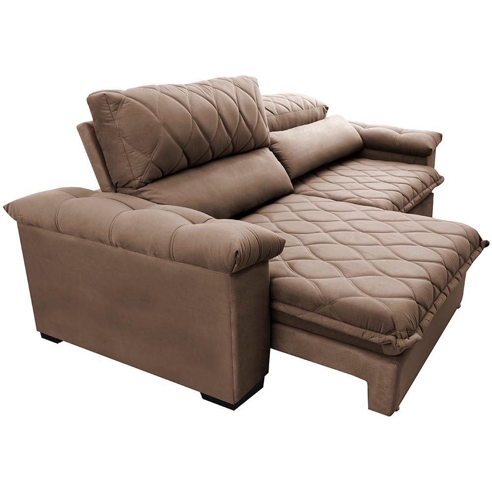 Sofá Retrátil e Reclinável 3,15m Molas Ensacadas Cama inBox Big Home com Bordado 3D Velusoft Castor - 7