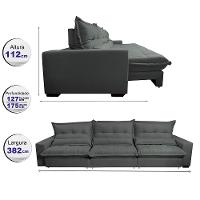 Sofá Retrátil e Reclinável 3,82m com Molas Ensacadas Cama Inbox Soft Tecido Suede Velusoft Cinza - 2