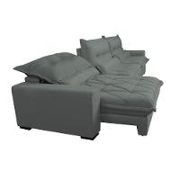Sofá Retrátil e Reclinável 3,82m com Molas Ensacadas Cama Inbox Soft Tecido Suede Velusoft Cinza - 7