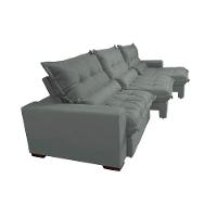Sofá Retrátil e Reclinável 3,82m com Molas Ensacadas Cama Inbox Soft Tecido Suede Velusoft Cinza - 8