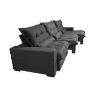 Sofá Retrátil e Reclinável 3,82m com Molas Ensacadas Cama Inbox Soft Tecido Suede Velusoft Preto - 8