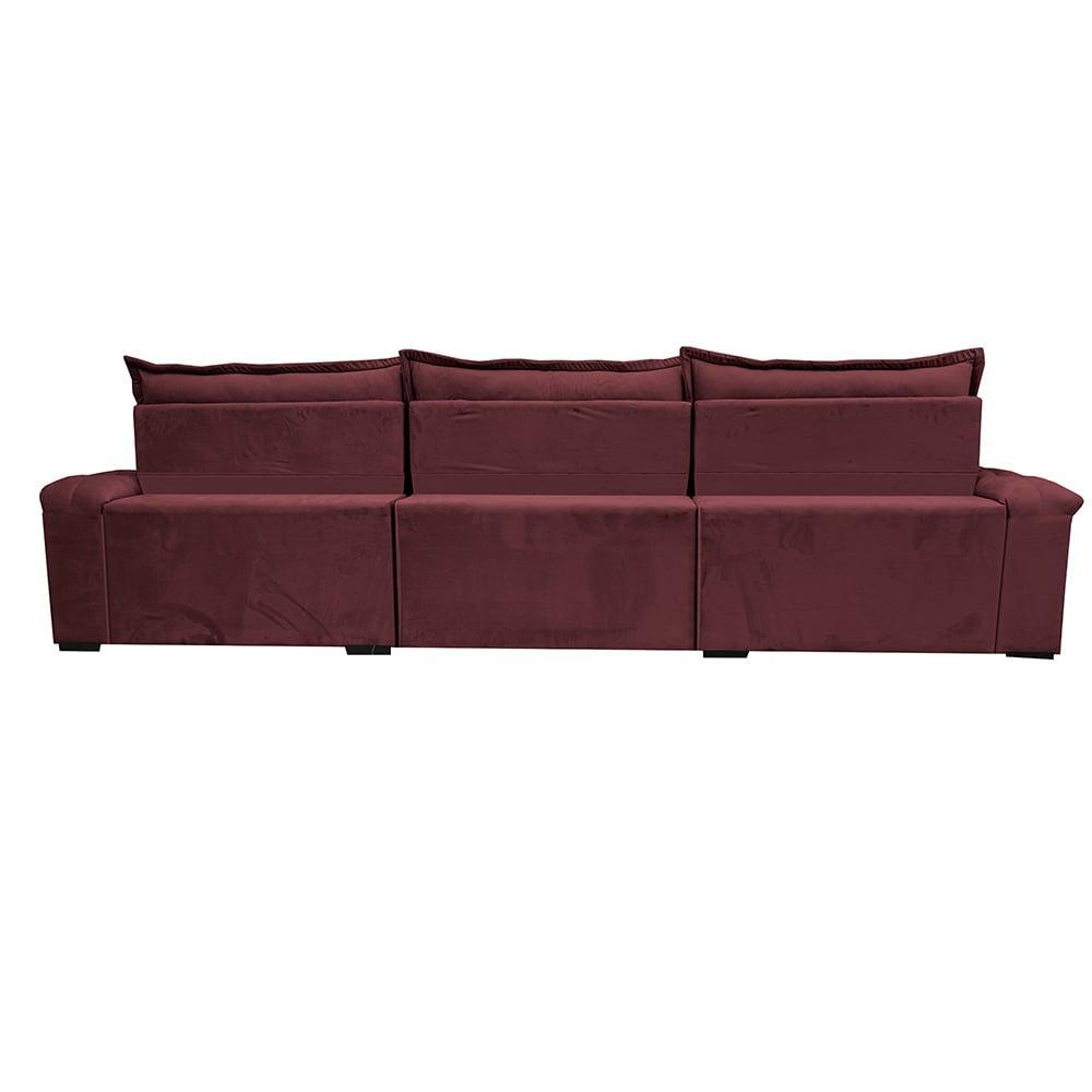 Sofá Retrátil e Reclinável 3,55m Cama inBox Big Fresh com SoftGel D40 Velupluma Vinho - 6