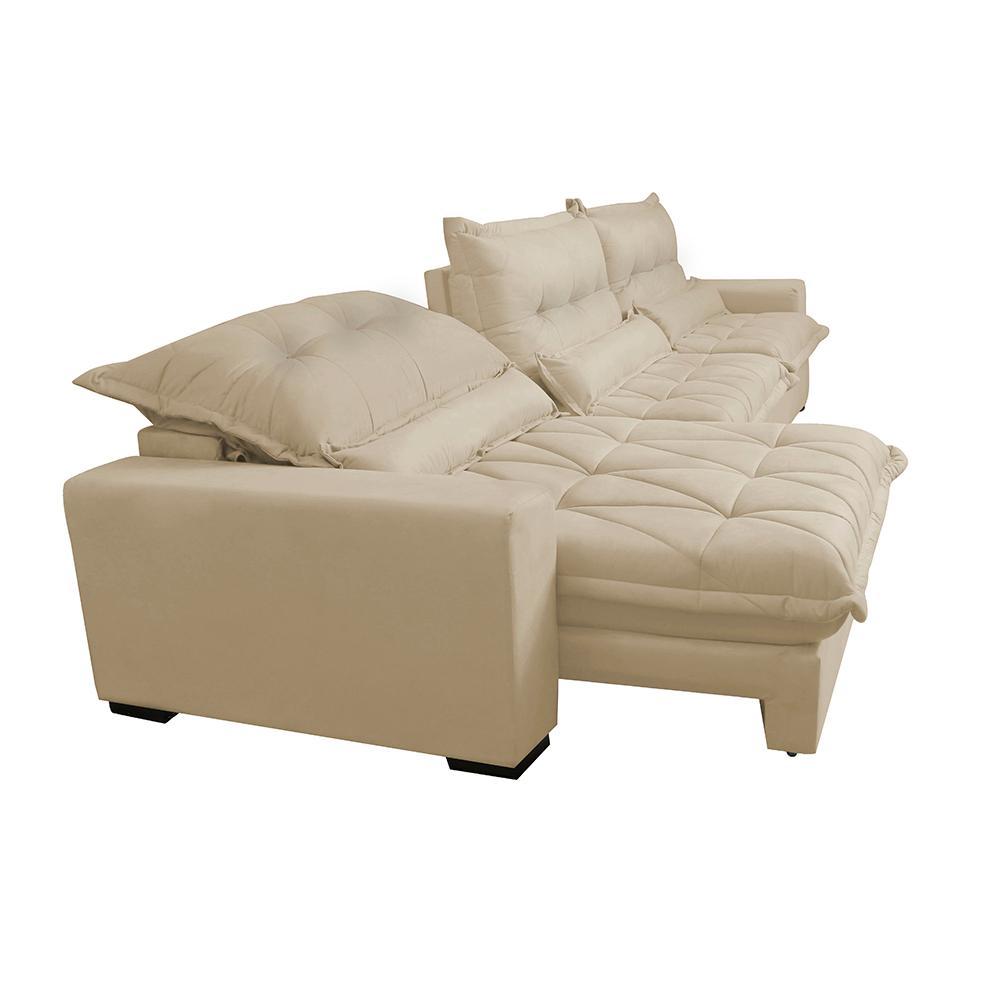 Sofá Retrátil e Reclinável 3,52m com Molas Ensacadas Cama Inbox Soft Tecido Suede Velusoft Bege - 7