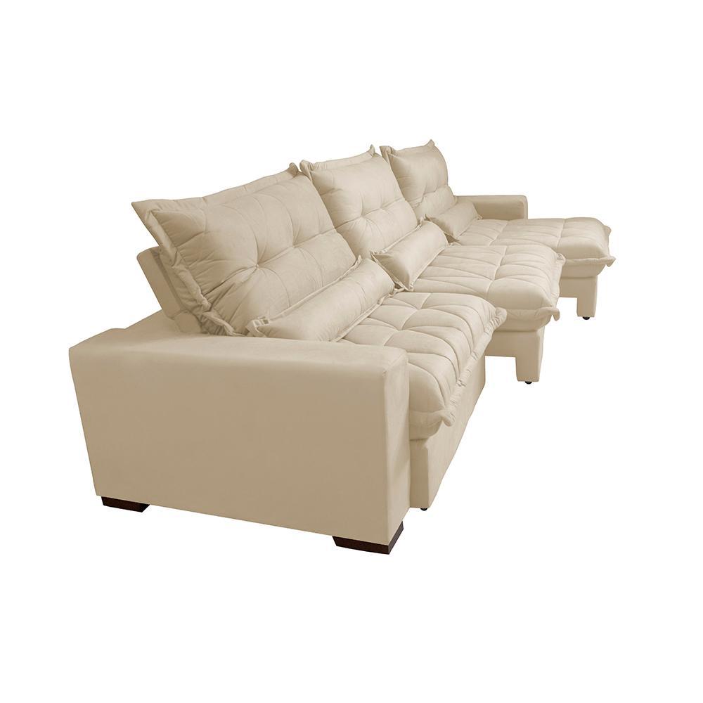 Sofá Retrátil e Reclinável 3,52m com Molas Ensacadas Cama Inbox Soft Tecido Suede Velusoft Bege - 8