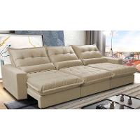 Sofá Retrátil e Reclinável 3,52m com Molas Ensacadas Cama Inbox Soft Tecido Suede Velusoft Bege - 1