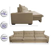 Sofá Retrátil e Reclinável 3,52m com Molas Ensacadas Cama Inbox Soft Tecido Suede Velusoft Bege - 2