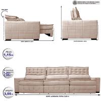 Sofá Retrátil e Reclinável 3,55m Cama inBox Big Puffer com SoftGel D40 Velupluma Bege - 2