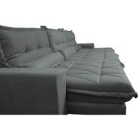 Sofá Retrátil e Reclinável 3,52m com Molas Ensacadas Cama Inbox Soft Tecido Suede Velusoft Cinza